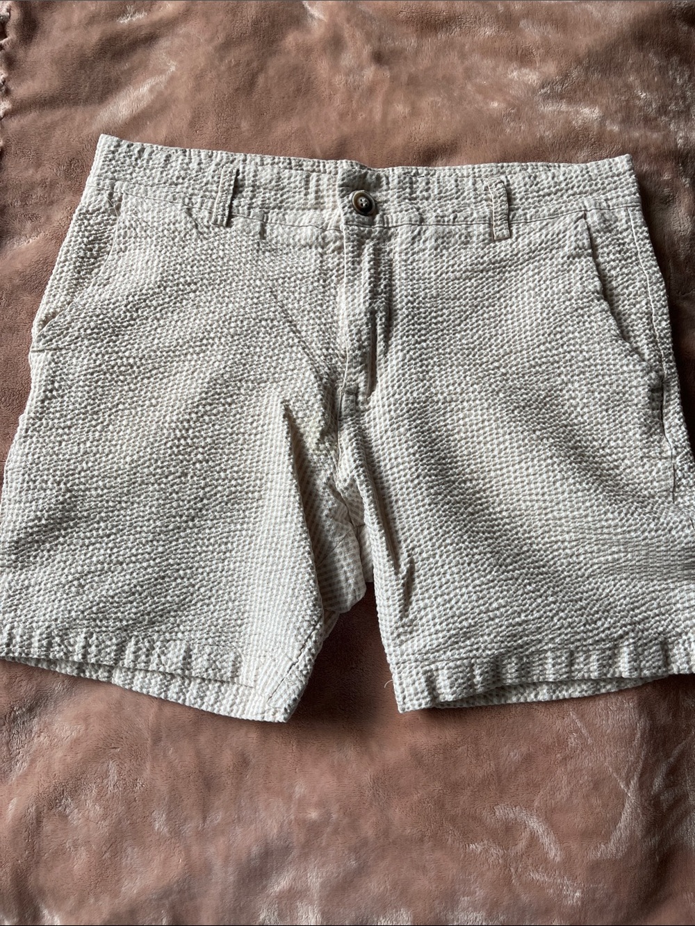 Textured Cream & Tan Shorts (size 32)